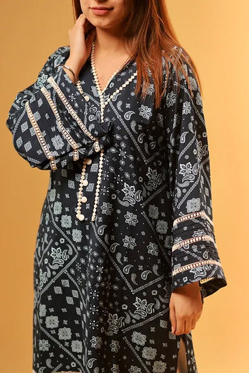 Aisha Blue Print Pakistani Style Kurta Set